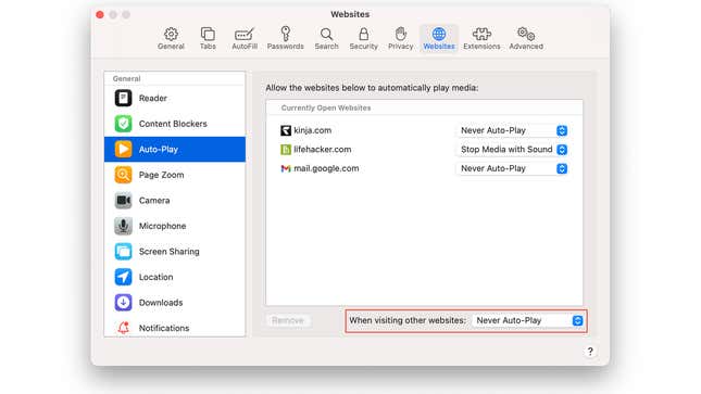 Stop auto-playing videos in Safari on Mac.