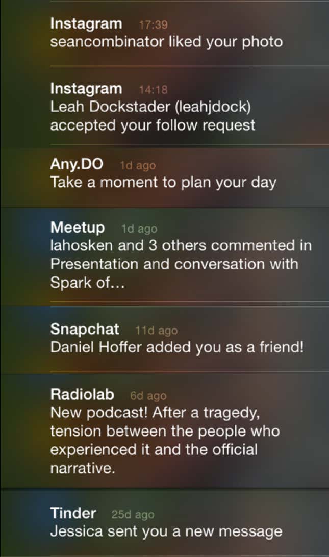 notification screen