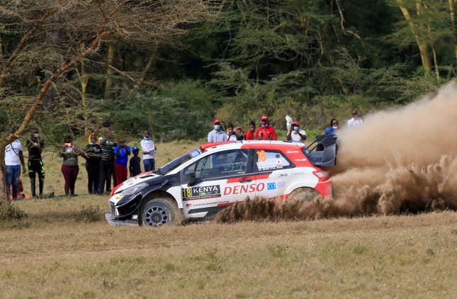 Toyota driver Takamoto Katsuta and co-driver Daniel Barritt in action.