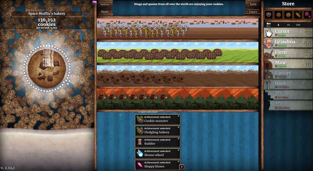 Cookie Clicker, in its early stages