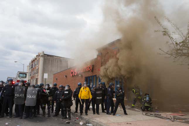 A looted CVS at Pennsylvania and North Avenues, Baltimore, Maryland.