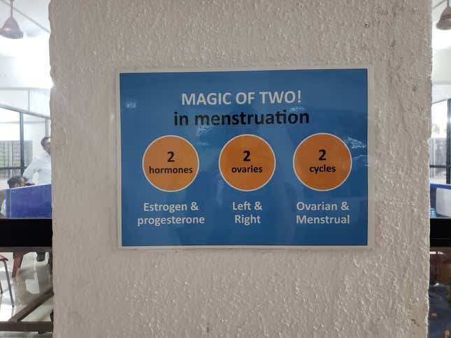 A sign inside Saral Designs’ headquarters in Navi Mumbai.