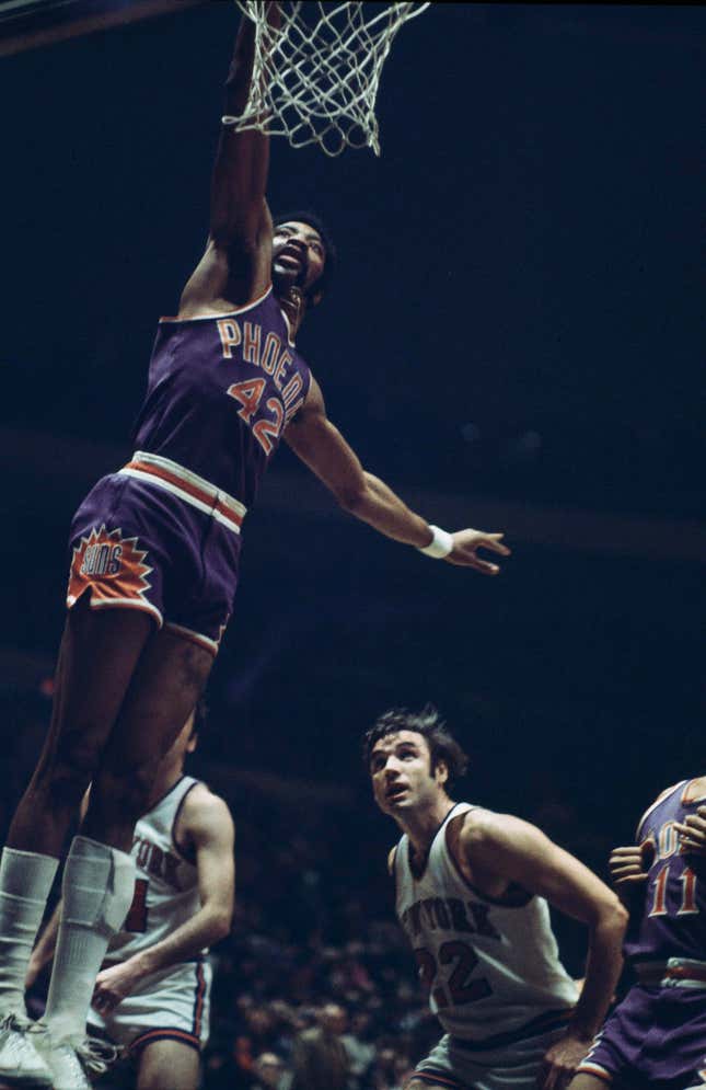 Connie Hawkins, shown dunking later in career with the Phoenix Suns.