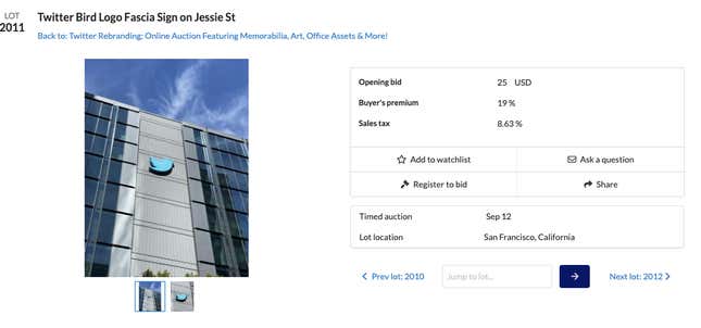 Image for article titled Twitter&#39;s Office Auction: Here Are the 35 Oddest Pieces of Bird-Themed Junk for Sale