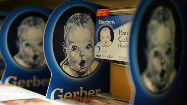 Gerber baby food products on a supermarket shelf April 12, 2007 in New York City.