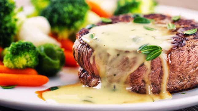 steak covered with bearnaise sauce