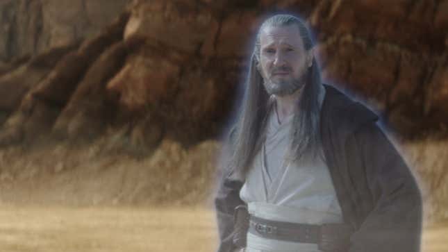 Liam Neeson as the spirit of Qui-Gon Jinn in Obi-Wan Kenobi.