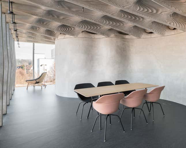 A 3D-printed ceiling in the DFAB house.