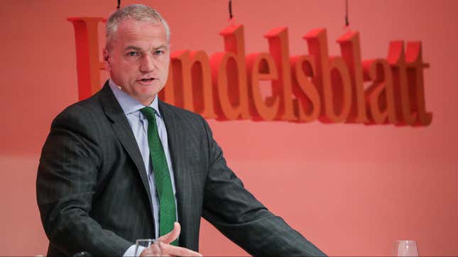 Carsten Kengeter, CEO of Deutsche Boerse, speaks at the ‘Man meets Technology’ Banking Summit in Frankfurt.