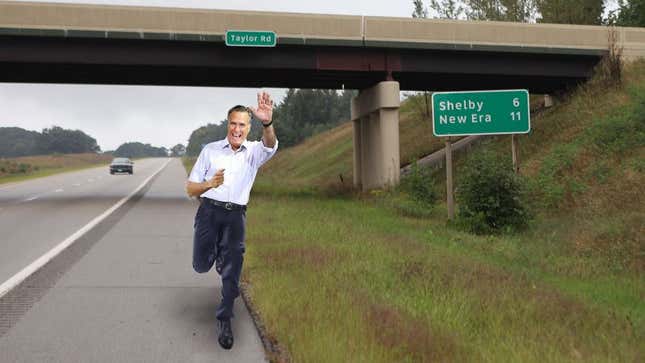 Image for article titled Mitt Romney Frantically Running Around Ohio Smiling And Waving