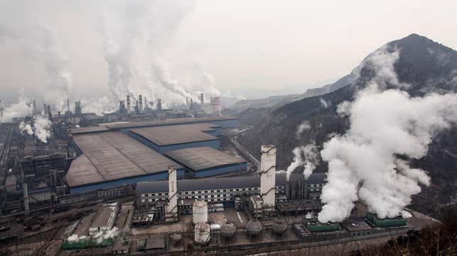 A general view of Qian'an steelworks of Shougang Corporation in China.