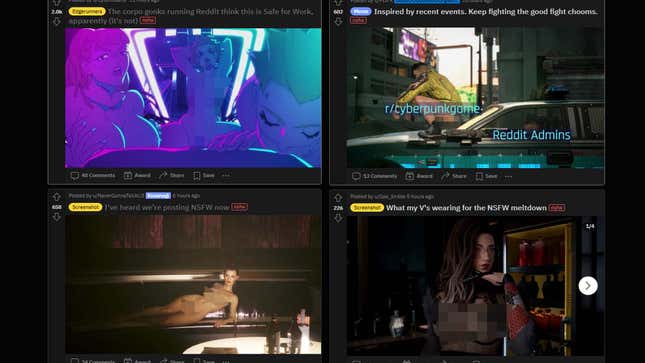 Zensierte Beispiele Von Nsfw-Beiträgen, Die Im Cyberpunk 2077-Subreddit Gefunden Wurden.