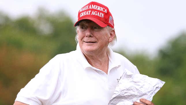 Image for article titled Trump Excited After Finding Crumpled-Up Top Secret Document In Pants Pocket