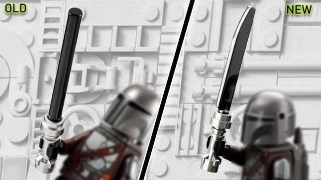 An image closely compares the new Darksaber piece and the old Lego piece. 