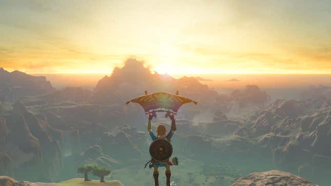 link gliding in the legend of zelda breath of the wild on the nintendo switch