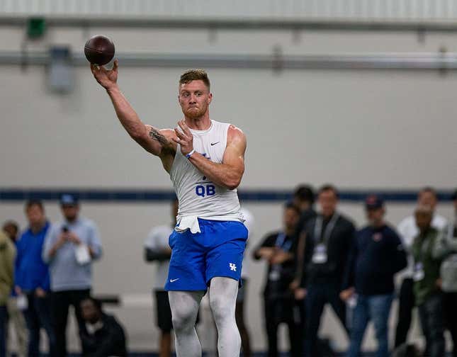 University of Kentucky senior quarterback Will Levis showed his passing form during a Pro Day workout at Nutter Field House in Lexington, Ky., on Friday, Mar. 24, 2023

Jf Uk Pro Day Aj4t0740