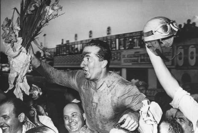Alberto Asari after winning the 1951 Italian Grand Prix.