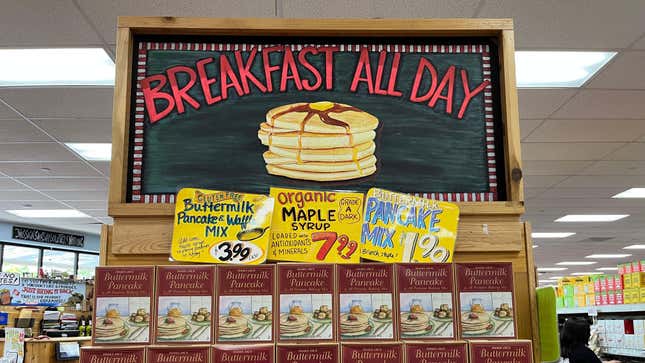Trader Joe's sign that says "Breakfast All Day"