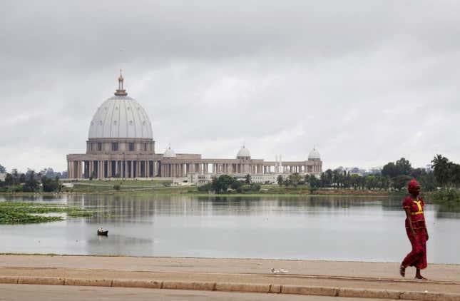 The world largest church: the Basilica of Our Lady of Peace in Yamoussoukro, Ivory Coast