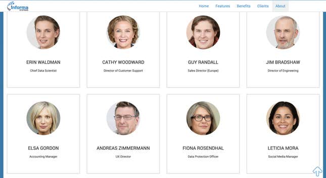 Imagen para el artículo titulado Es posible que las personas de la sección “sobre nosotros” de esa web que buscas sean todas falsas