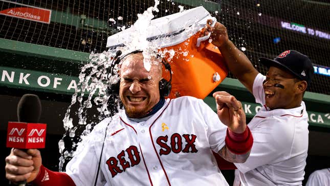Red Sox player gets Gatorade dumped on his head