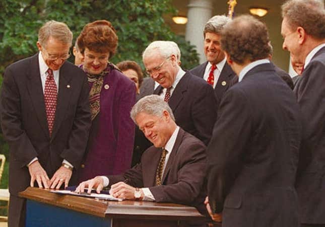 President Clinton signs the Americans With No Abilities Act into law.