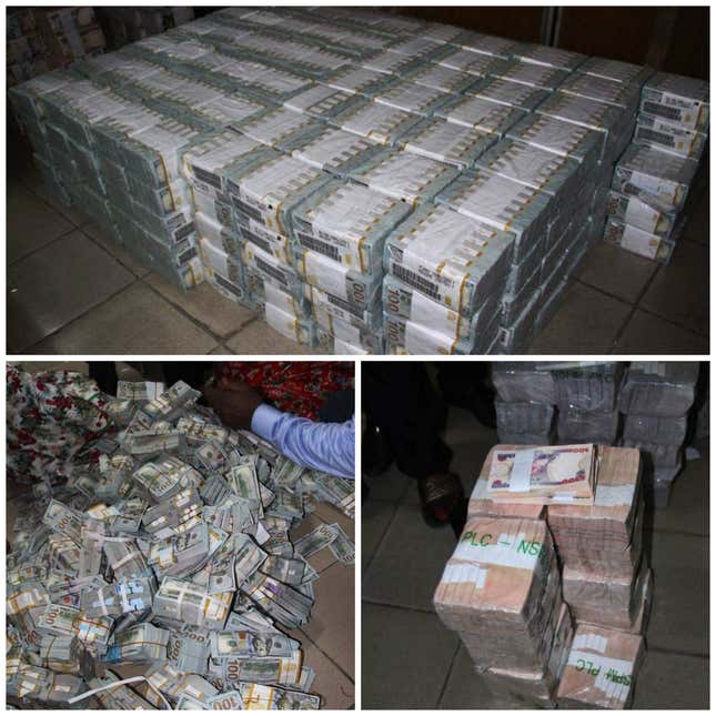 Cash discovered by EFCC in an empty Ikoyi apartment on Apr. 12.