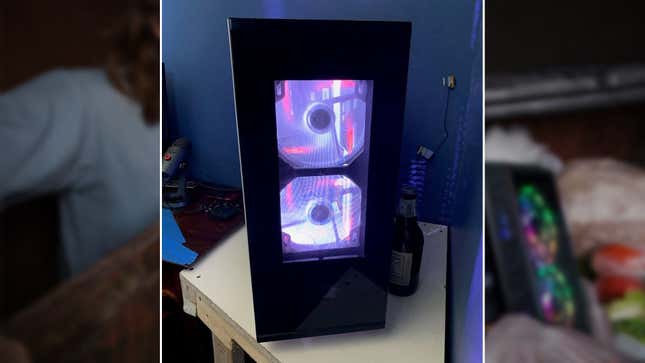 Rydirp7's Trash PC looks really good with its purple glow on a white counter top.