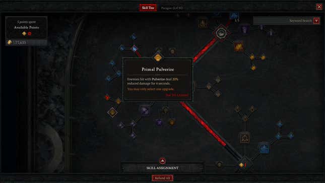 Uma captura de tela mostra a habilidade Primal Pulverize em Diablo IV.