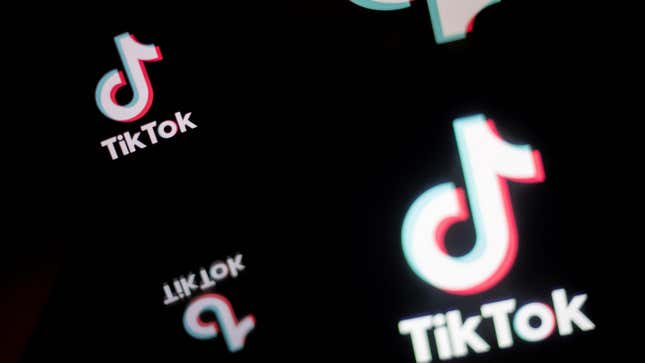 The TikTok is shown spread out and inverted four times against a black background.