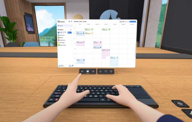 Horizon workrooms virtual keyboard and display.