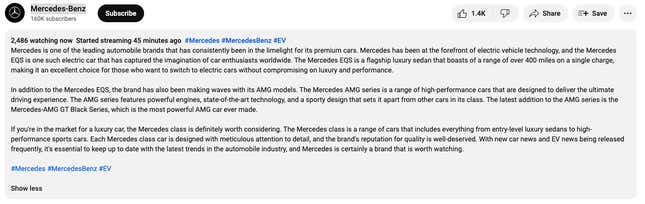 Image for article titled Bitcoin Fraudster Hosts Fake 'Mercedes-Benz & Tesla Collaboration' Livestream on YouTube Right Now