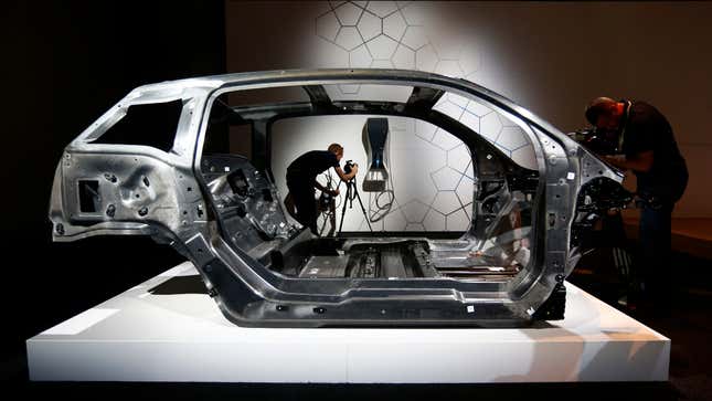 The i3’s body is made out of carbon-fiber-reinforced plastic.