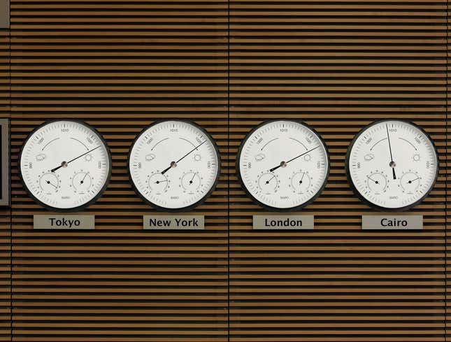 Image for article titled Weather Channel Headquarters Displays Barometers For World’s Major Cities