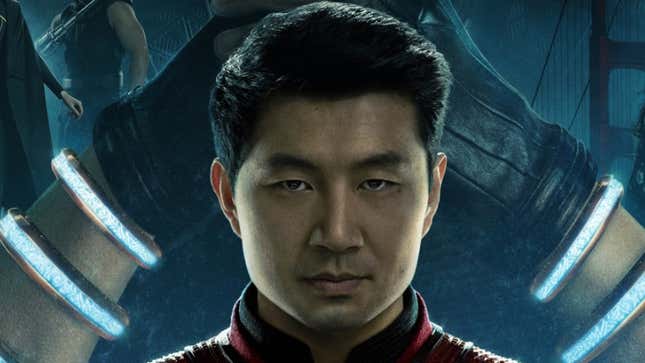 Simu Liu stares at the camera in costume as Shang Chi in the new Marvel movie.