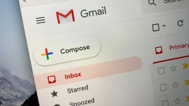 An Gmail inbox displayed on a computer screen