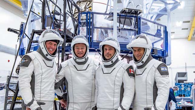 The Ax-1 crew (from left to right): Larry Connor, Michael López-Alegría, Mark Pathy, and Eytan Stibbe.