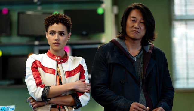 Ramsey (Nathalie Emmanuel) and Han (Sung Kang) are off with some other characters.