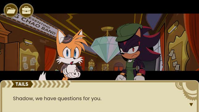 Tails is seen questioning Shadow on the train.