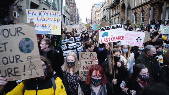 Protesters in the streets of Glasgow.