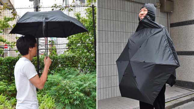 Image for article titled You Can Wear This Umbrella as a Rain Poncho When You Don&#39;t Have a Free Hand to Carry It