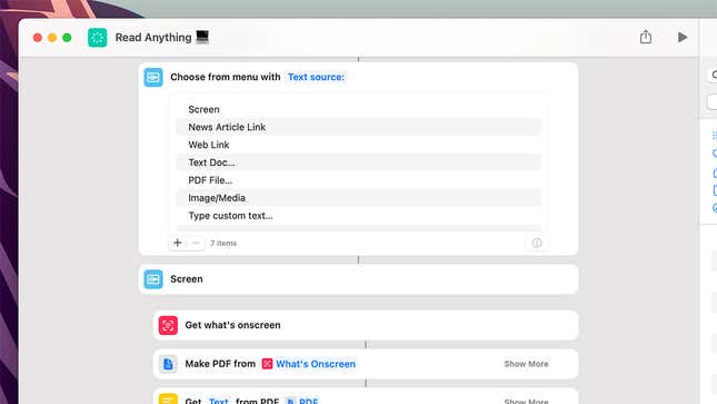 A screenshot of shortcuts on Mac