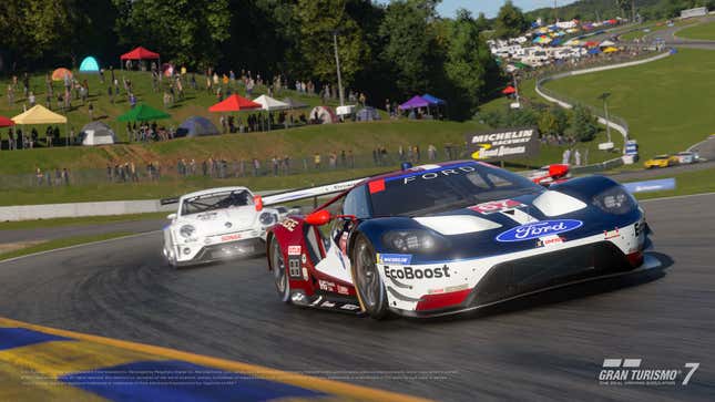 Ford GT GTE races on Road Atlanta in Gran Turismo 7