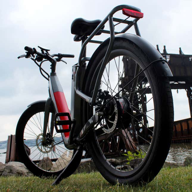 A photo of the rear end of the NIU e-bike. 