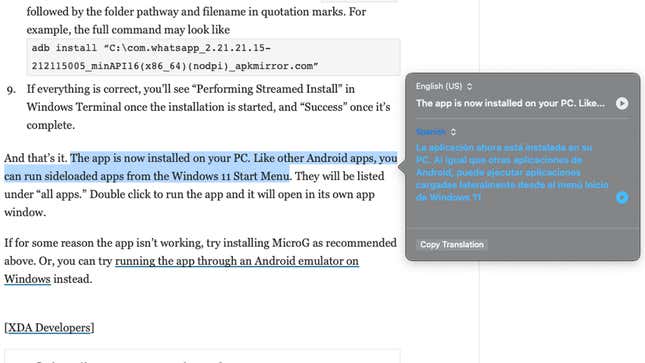 Image for article titled How to Quickly Translate Text Using macOS Monterey