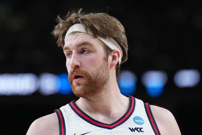 Mar 25, 2023; Las Vegas, NV, USA; Gonzaga Bulldogs forward Drew Timme (2) during the first half against the Connecticut Huskies for the NCAA tournament West Regional final at T-Mobile Arena.