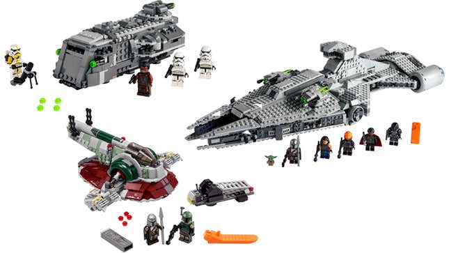 Lego's three latest Star Wars sets, inspired by The Mandalorian: the Imperial Armored Marauder, Boba Fett's Starship, and the Imperial Light Cruiser