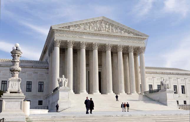 This photo shows the U.S. Supreme Court Building, Wednesday, Jan. 25, 2012 in Washington. A draft opinion circulated among Supreme Court justices suggests that a majority of high court has thrown support behind overturning the 1973 case Roe v. Wade that legalized abortion nationwide, according to a report published Monday night, May 2, 2022 in Politico.