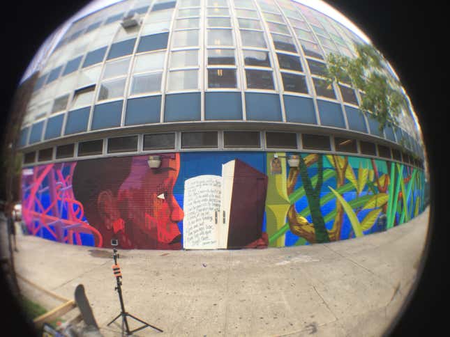 Mural by artist El Cekis on 160 E. 120th Street, New York.