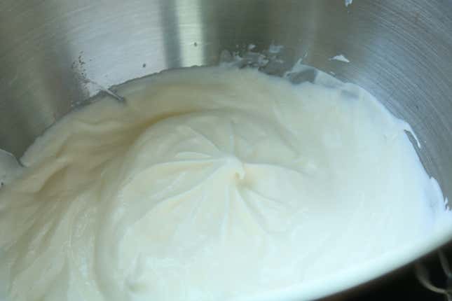 Soft peak whipped cream.